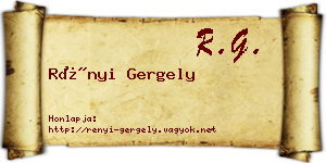 Rényi Gergely névjegykártya